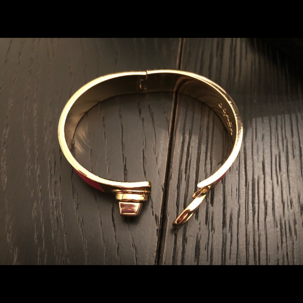 COACH pink/gold hinge bangle/bracelet with lock - Picture 5 of 6